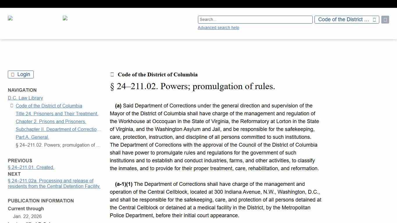 § 24–211.02. Powers; promulgation of rules. D.C. Law Library