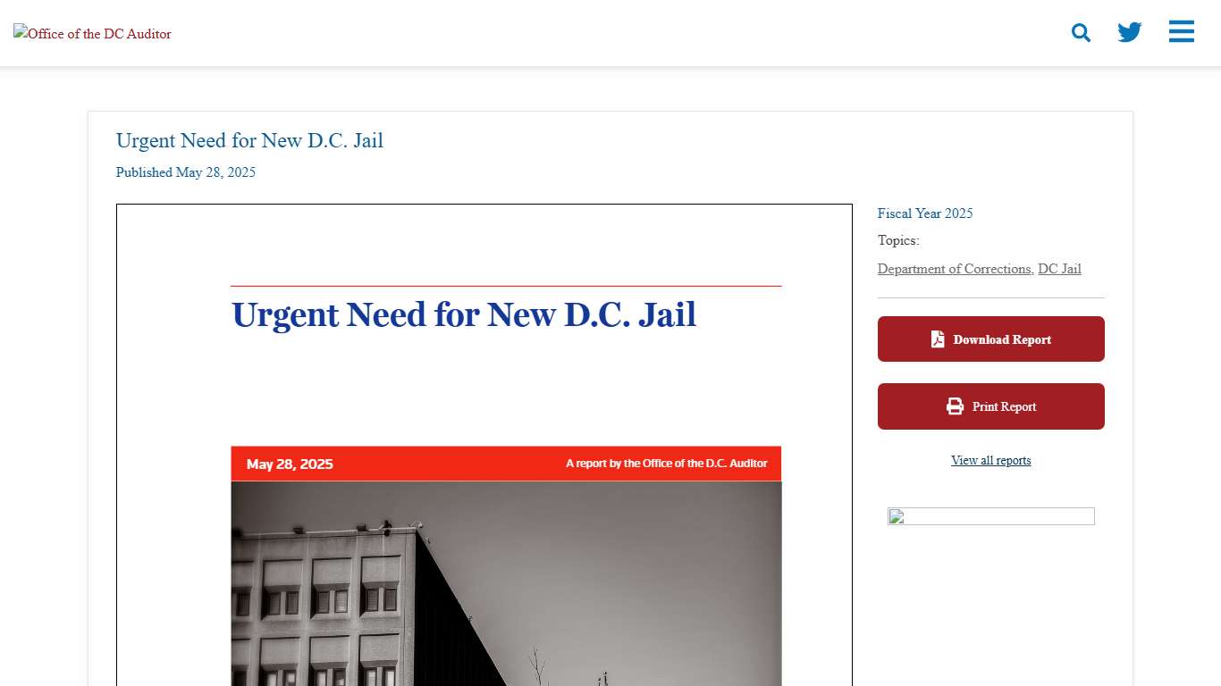 Urgent Need for New D.C. Jail - Office of the DC Auditor